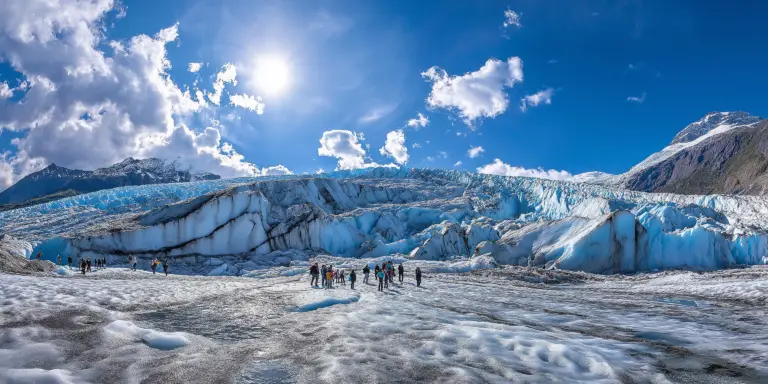 People visiting a glacier