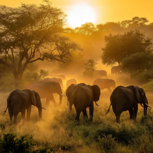 A herd of elephants in the Kruger Park